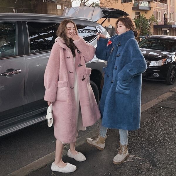 faux fur female long warm thick autumn winter korean loose woolen lamb down cotton coat 201216, Black
faux fur female long warm thick autumn winter korean loose woolen lamb down cotton coat 201216, Black