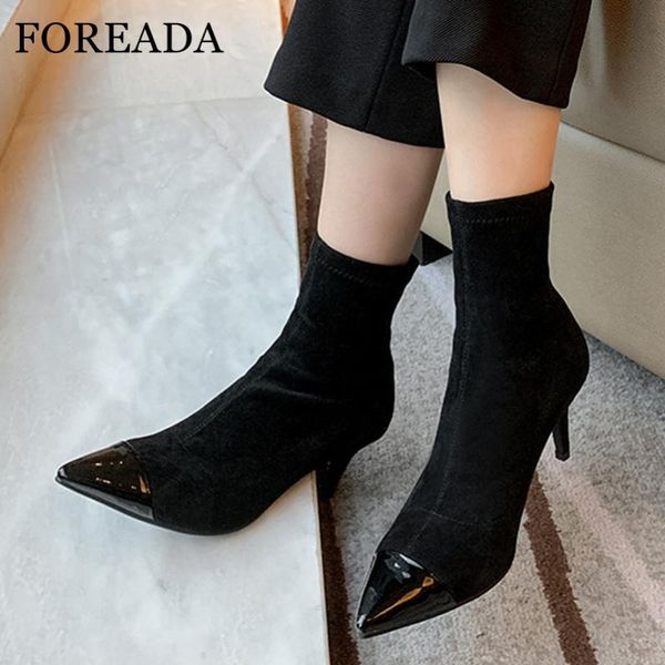 foreada natural genuine leather ankle boots pointed toe woman boots high heel short thin heel female shoes autumn black
foreada natural genuine leather ankle boots pointed toe woman boots high heel short thin heel female shoes autumn black