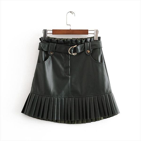 stylish chic green leather skirts with belt women fashion casual pu leather skirt elegant ladies pleated mini skirts, Black
stylish chic green leather skirts with belt women fashion casual pu leather skirt elegant ladies pleated mini skirts, Black