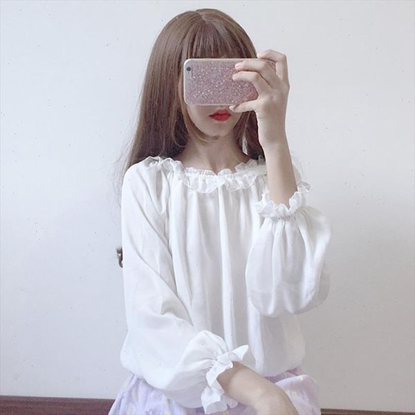 2021 new japanese lolita basic models feminine blouse loose wild lace lantern sleeves long sleeve chiffon shirt women, White
2021 new japanese lolita basic models feminine blouse loose wild lace lantern sleeves long sleeve chiffon shirt women, White