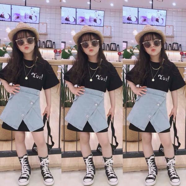 clothing sets summer girls 2 pcs set baby tee shirt + denim skirt kids suit children fashion streetwear solid split snap 4 to 14 yrs1, White
clothing sets summer girls 2 pcs set baby tee shirt + denim skirt kids suit children fashion streetwear solid split snap 4 to 14 yrs1, White