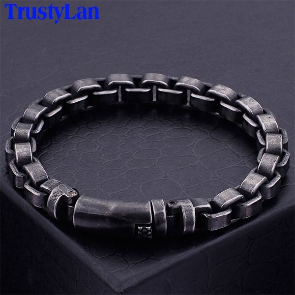 solid black stainless steel men bracelet vintage jewelry big size 10 inches chain link friendship mens bracelets & bangles y200107, Golden;silver
solid black stainless steel men bracelet vintage jewelry big size 10 inches chain link friendship mens bracelets & bangles y200107, Golden;silver