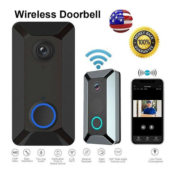 wifi video doorbell camera two-way audio night vision wide angle lens smart security door bell, black
wifi video doorbell camera two-way audio night vision wide angle lens smart security door bell, black