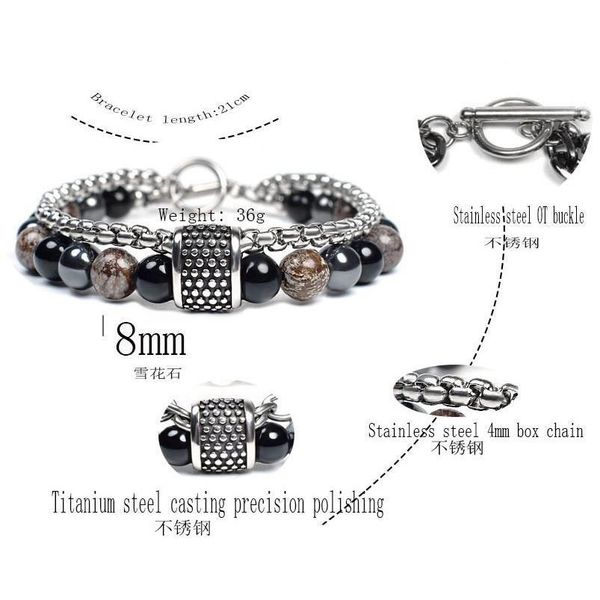 eif dock 8mm men's mix natural stone beaded bracelet stainless steel double link chain bracelets male jewelry gifts qylndg, Black
eif dock 8mm men's mix natural stone beaded bracelet stainless steel double link chain bracelets male jewelry gifts qylndg, Black