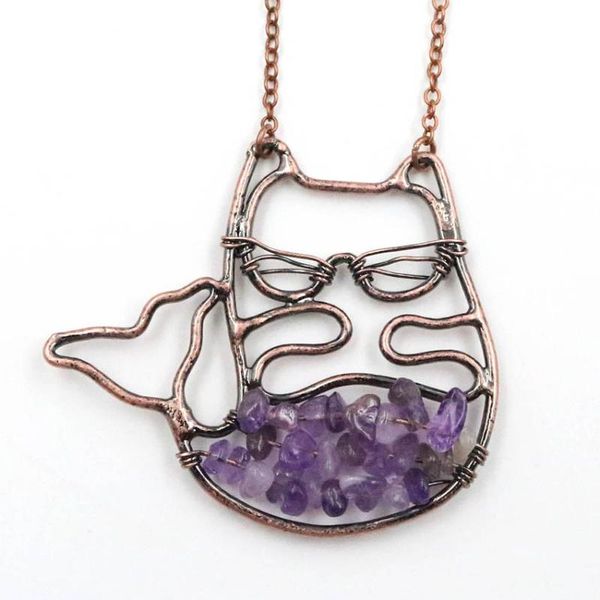 pendant necklaces copper plated wire wrap amethysts stone cute cat citrines crystal necklace for party gift jewelry, Silver
pendant necklaces copper plated wire wrap amethysts stone cute cat citrines crystal necklace for party gift jewelry, Silver