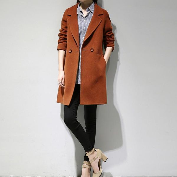 2020 autumn winter new women fashion loose korean long woolen coat was thin double-breasted female wool coat plus size lq98, Black
2020 autumn winter new women fashion loose korean long woolen coat was thin double-breasted female wool coat plus size lq98, Black