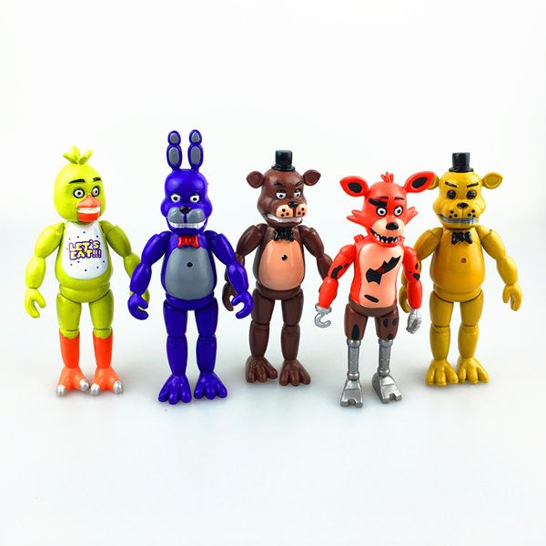 5pcs/set movable dolls five nights at freddys bear fox action figures toy dolls 14cm for the boy's birthday gift 1008
5pcs/set movable dolls five nights at freddys bear fox action figures toy dolls 14cm for the boy's birthday gift 1008
