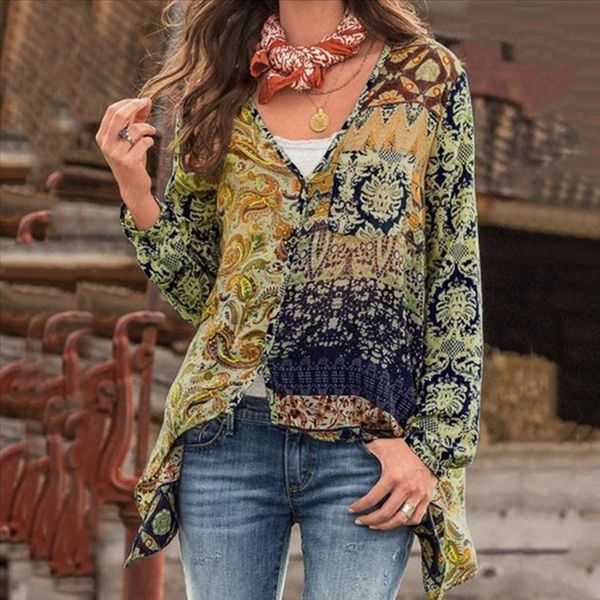 38 women blouse vintage ethnic style womens and blouses v neck long sleeve print blouse loose unregular shirts, White
38 women blouse vintage ethnic style womens and blouses v neck long sleeve print blouse loose unregular shirts, White