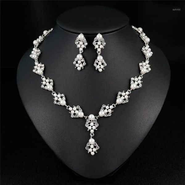 women necklace earrings sets crystal enamel jewelry sets chain necklace earring ca634-a1, Silver
women necklace earrings sets crystal enamel jewelry sets chain necklace earring ca634-a1, Silver