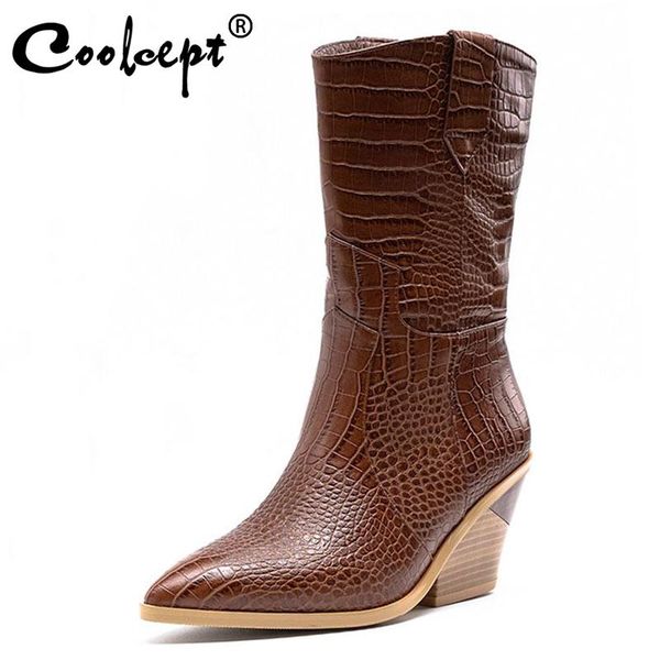 coolcept plus size 33-46 women high heel boots brand new warm winter shoes women casual pointed toe mid calf boots add fur, Black
coolcept plus size 33-46 women high heel boots brand new warm winter shoes women casual pointed toe mid calf boots add fur, Black