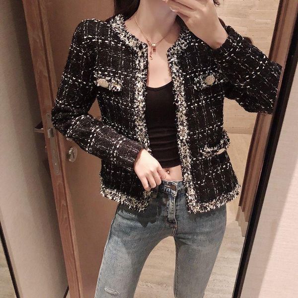 women's jackets cwbshowgg autumn women tassel tweed plaid small fragrance long sleeve vintage elegant black coats outerwear, Black;brown
women's jackets cwbshowgg autumn women tassel tweed plaid small fragrance long sleeve vintage elegant black coats outerwear, Black;brown