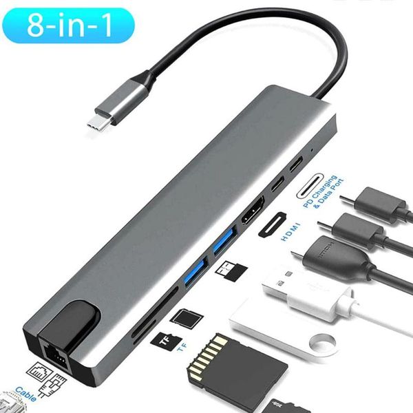 8-in-1 usb c hub type c to hdmi rj45 ethernet usb 3.0 ports sd/tf card reader usb-c pd power delivery for pro dock
8-in-1 usb c hub type c to hdmi rj45 ethernet usb 3.0 ports sd/tf card reader usb-c pd power delivery for pro dock