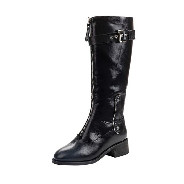 leather women's boots 2020 autumn and winter new high-heeled knee-high boots locomotive thick with women, Black
leather women's boots 2020 autumn and winter new high-heeled knee-high boots locomotive thick with women, Black