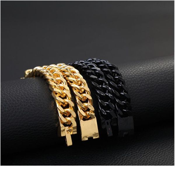 karopel hip hop bracelets miami cuba bracelet double buckle gold plated men's flat bracelet gifts for the jllxdj, Black
karopel hip hop bracelets miami cuba bracelet double buckle gold plated men's flat bracelet gifts for the jllxdj, Black