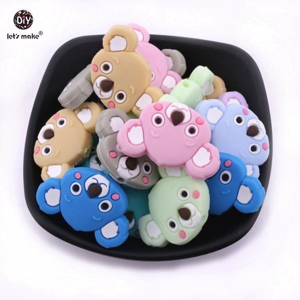 Let's Make 200pc Silicone Beads Mini Koala Grade Silicone Teething Cartoon Gifts Toys Diy Necklace Accessories Baby Teether