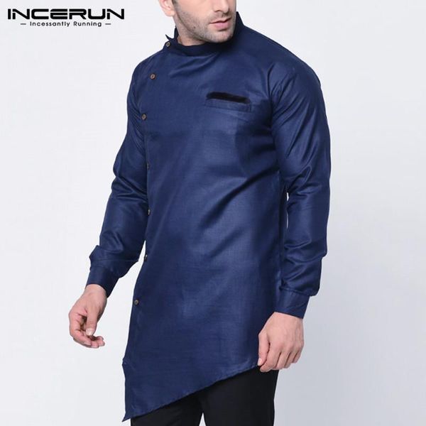 men's casual shirts 2021 men irregular shirt clothes long sleeve solid button stand collar vintage muslim incerun plus size1, White;black
men's casual shirts 2021 men irregular shirt clothes long sleeve solid button stand collar vintage muslim incerun plus size1, White;black
