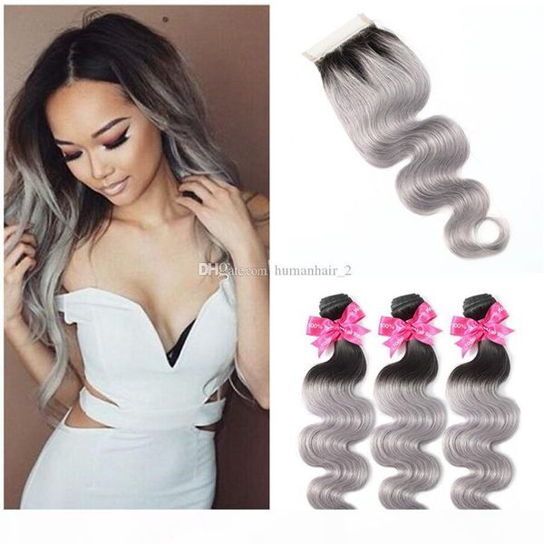 dark root 1b grey body wave ombre brazilian virgin human hair extensions 3 bundles with 4x4 lace closure with baby hair pre-plucked, Black;brown
dark root 1b grey body wave ombre brazilian virgin human hair extensions 3 bundles with 4x4 lace closure with baby hair pre-plucked, Black;brown
