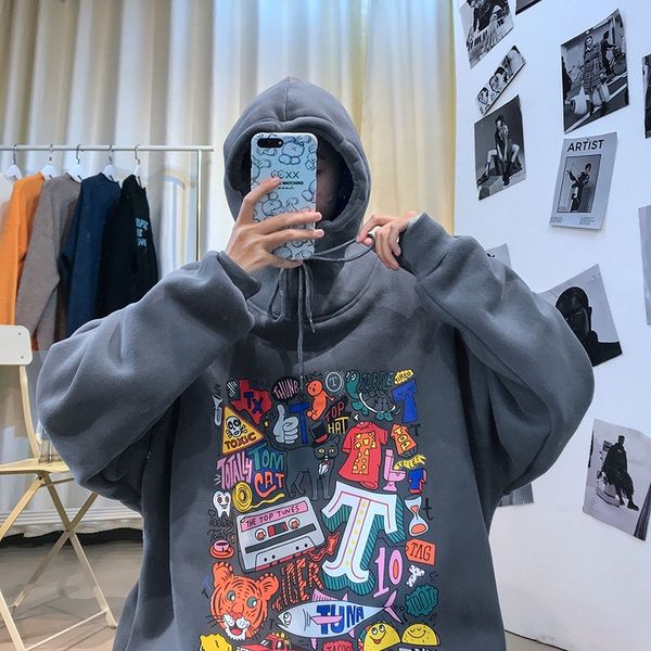 осенью и зимой свитер с капюшоном плюшевых корейский студента хип-хоп печатной одеждой ins моды мужского пальто, Black 
осенью и зимой свитер с капюшоном плюшевых корейский студента хип-хоп печатной одеждой ins моды мужского пальто, Black