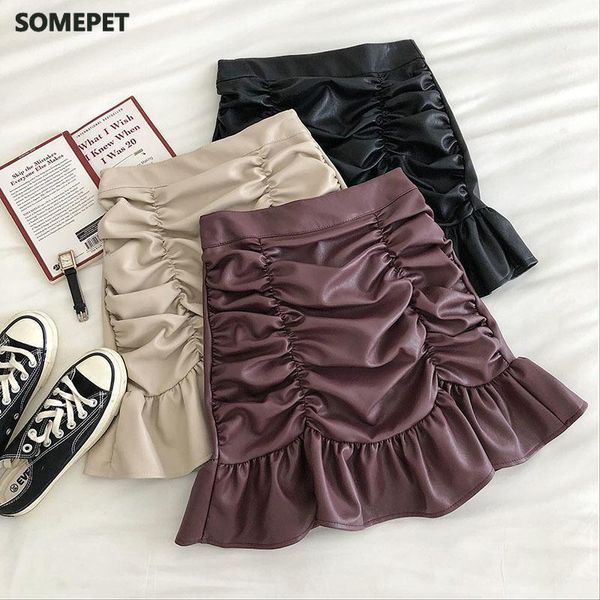 sweet pleated ruffles small leather skirt women's autumn new korean high waist a- shaped hip skirt for women culottes vintage1, Black
sweet pleated ruffles small leather skirt women's autumn new korean high waist a- shaped hip skirt for women culottes vintage1, Black