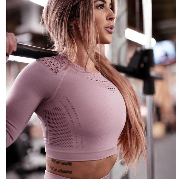 seamless yoga t-shirt long sleeve women jogging breathable solid color short elasticity fitness clothing female sportswear, White;red
seamless yoga t-shirt long sleeve women jogging breathable solid color short elasticity fitness clothing female sportswear, White;red