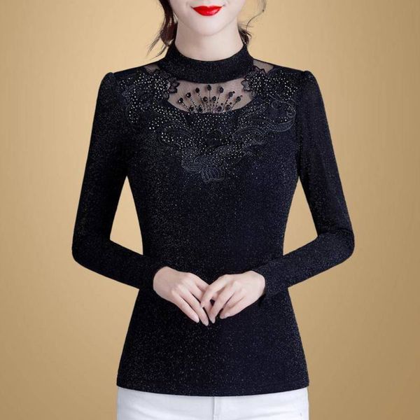 no cashmere autumn and winter new slim net bottomed shirt women's long sleeve t-shirt plush lace top, White
no cashmere autumn and winter new slim net bottomed shirt women's long sleeve t-shirt plush lace top, White