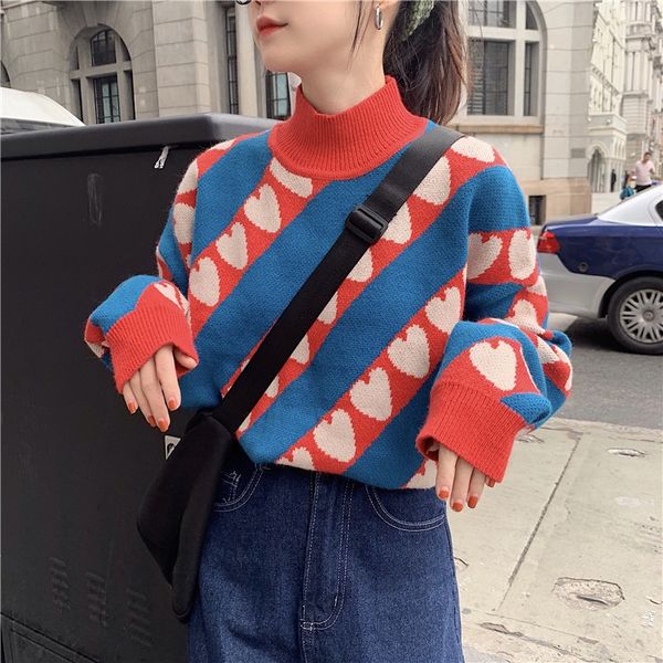 age pullover pullovert-shirt pulloverreduction versatile half high collar love t-shirt fall winter 2020 new loose thin color matching pullov, White;black
age pullover pullovert-shirt pulloverreduction versatile half high collar love t-shirt fall winter 2020 new loose thin color matching pullov, White;black