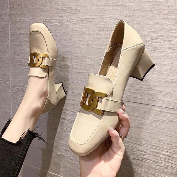 women's shoes for spring 2021. small leather shoes with thick square toe and british style. retro metal buckle shallow mouth two, Black
women's shoes for spring 2021. small leather shoes with thick square toe and british style. retro metal buckle shallow mouth two, Black