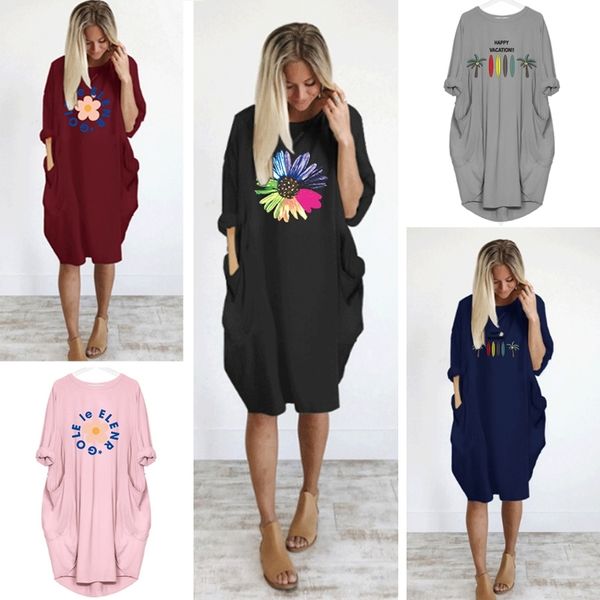 plus size women dress sunflower print cute flowers pocket casual loose vintage party -5xl clothes womans dresses black y200805, Black;pink
plus size women dress sunflower print cute flowers pocket casual loose vintage party -5xl clothes womans dresses black y200805, Black;pink