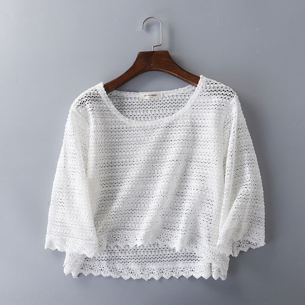 spring and summer new lace stitching 7 4 sleeve hook flower hollow out knitted pullover with short front pullover lace laceand long, White;black
spring and summer new lace stitching 7 4 sleeve hook flower hollow out knitted pullover with short front pullover lace laceand long, White;black