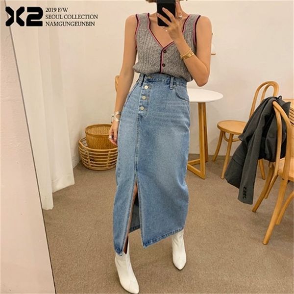 new spring and autumn waist high-blue wash side 4 high-pitchfork buttons foreign style simple fine fashion denim middle-length skirt ywha, Black
new spring and autumn waist high-blue wash side 4 high-pitchfork buttons foreign style simple fine fashion denim middle-length skirt ywha, Black