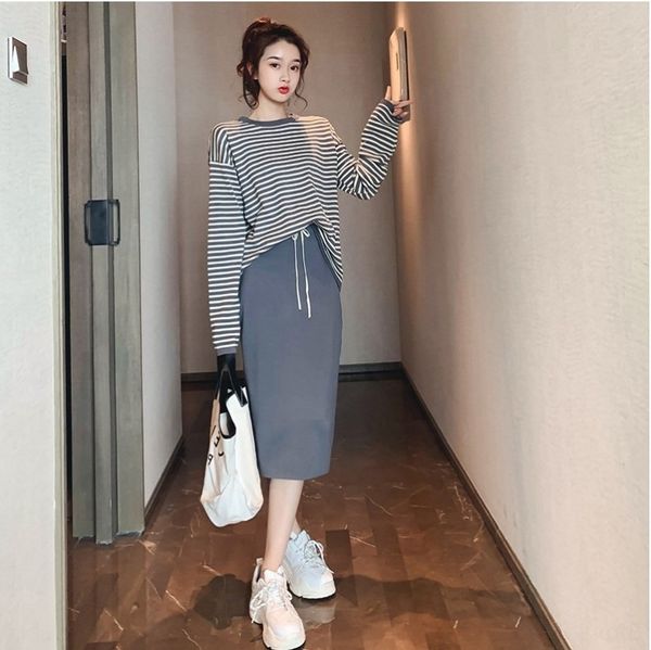 bp5ez 2020 early autumn new set sweater skirt women's fashion ooubo internet celebrity temperament striped aging skirt two-piece set sw, Gray
bp5ez 2020 early autumn new set sweater skirt women's fashion ooubo internet celebrity temperament striped aging skirt two-piece set sw, Gray