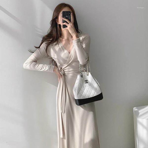 2020 new v-neck front split party elegant solid color close-fitting cross-tie v-neck elegant dress dress1, Black;gray
2020 new v-neck front split party elegant solid color close-fitting cross-tie v-neck elegant dress dress1, Black;gray