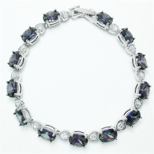 link, chain fashion rainbow & white gold color overlay for women's bracelet bangle, Black
link, chain fashion rainbow & white gold color overlay for women's bracelet bangle, Black