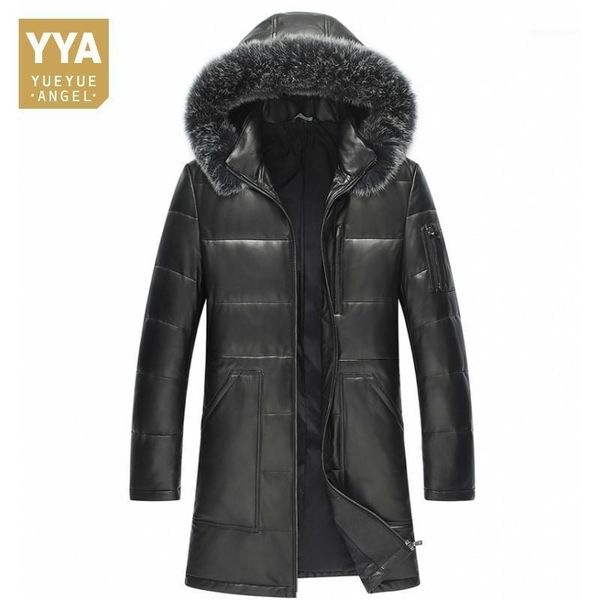 men's leather & faux 100% genuine down jacket hooded warm long man coat luxury sheepskin large size l-5xl1, Black
men's leather & faux 100% genuine down jacket hooded warm long man coat luxury sheepskin large size l-5xl1, Black