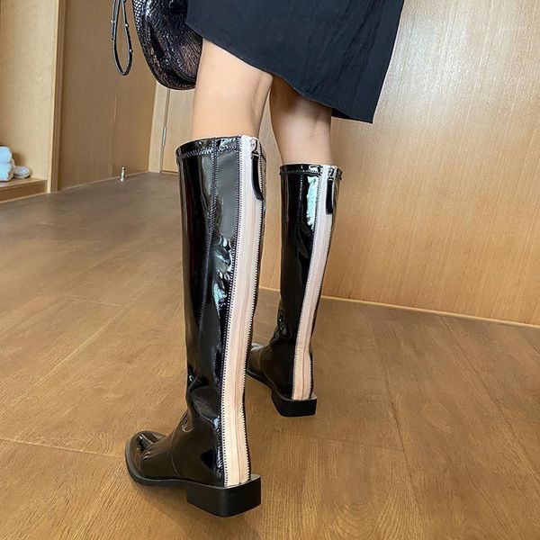 boots mkkhou knee-high women 2021 winter patent-leather round head matching color back zipper low heel straight women1, Black
boots mkkhou knee-high women 2021 winter patent-leather round head matching color back zipper low heel straight women1, Black