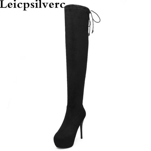 new winter european and american round head martin boots waterproof table knee high boots extra high heel elastic women, Black
new winter european and american round head martin boots waterproof table knee high boots extra high heel elastic women, Black