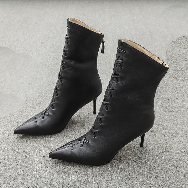 boots deat 2021 autumn and winter fashion casual pointed thin high heels hleather single shoes women short cool sg140, Black
boots deat 2021 autumn and winter fashion casual pointed thin high heels hleather single shoes women short cool sg140, Black