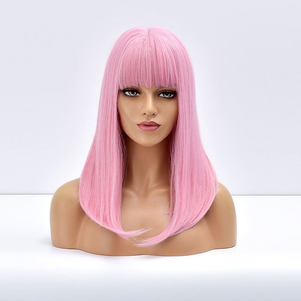 costume accessories pink color long straight ombre daily natural synthetic wig with bangs for black white women heat resistant cosplay hair, Silver
costume accessories pink color long straight ombre daily natural synthetic wig with bangs for black white women heat resistant cosplay hair, Silver