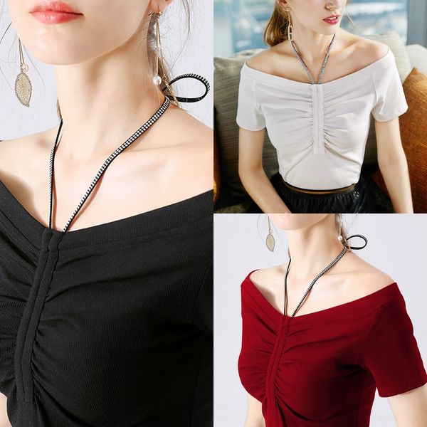 5sahq straight neck short women's 2019 collarbone tight half sleeve t-shirt coat t-shirt sleeve hanging neck revealing summer should, White
5sahq straight neck short women's 2019 collarbone tight half sleeve t-shirt coat t-shirt sleeve hanging neck revealing summer should, White