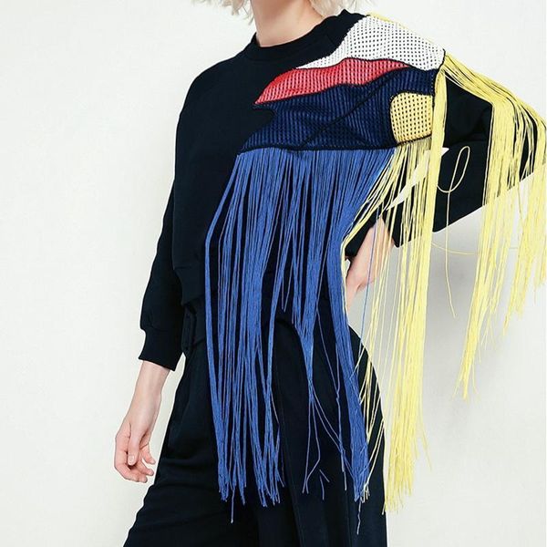 autumn winter new fashion round neck splicing tassel long sleeve loose thick personality women 1, Black
autumn winter new fashion round neck splicing tassel long sleeve loose thick personality women 1, Black