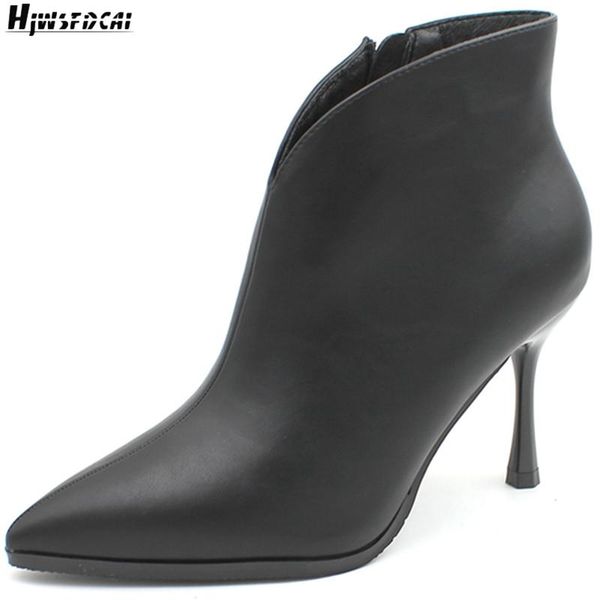hjwsfdcai stilettos high heels women short boots pointed toe side zipper leather women ankle boots fashion casual female shoes, Black
hjwsfdcai stilettos high heels women short boots pointed toe side zipper leather women ankle boots fashion casual female shoes, Black