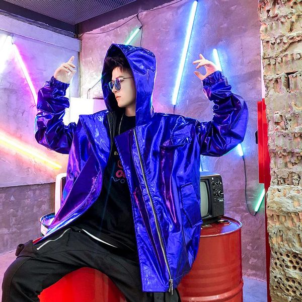 mens shinny pu leather hooded jacket hip hop loose dj nightclub outwear coat shiny h67, Black
mens shinny pu leather hooded jacket hip hop loose dj nightclub outwear coat shiny h67, Black