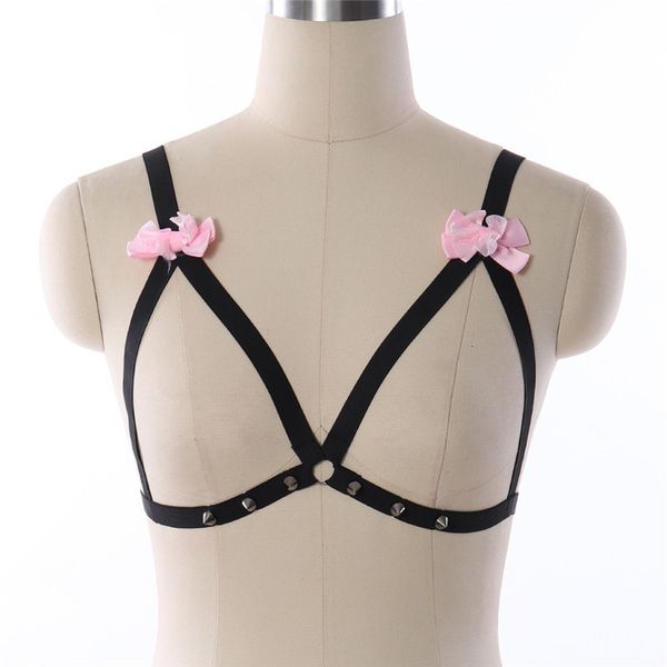 goth harness burlesque frame cage bralette black elastic bow tie body harness gothic ribbon bow bust cage bondage lingerie, Black;white
goth harness burlesque frame cage bralette black elastic bow tie body harness gothic ribbon bow bust cage bondage lingerie, Black;white