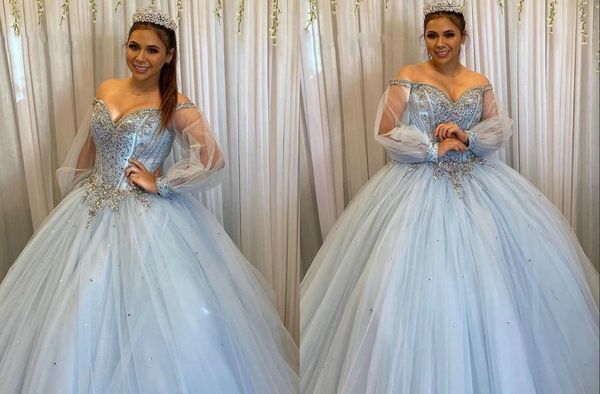vintage baby blue off shoulder quinceanera prom dresses rhinestones long poet sleeves evening 15 party vestidos 15 anos, Blue;red
vintage baby blue off shoulder quinceanera prom dresses rhinestones long poet sleeves evening 15 party vestidos 15 anos, Blue;red