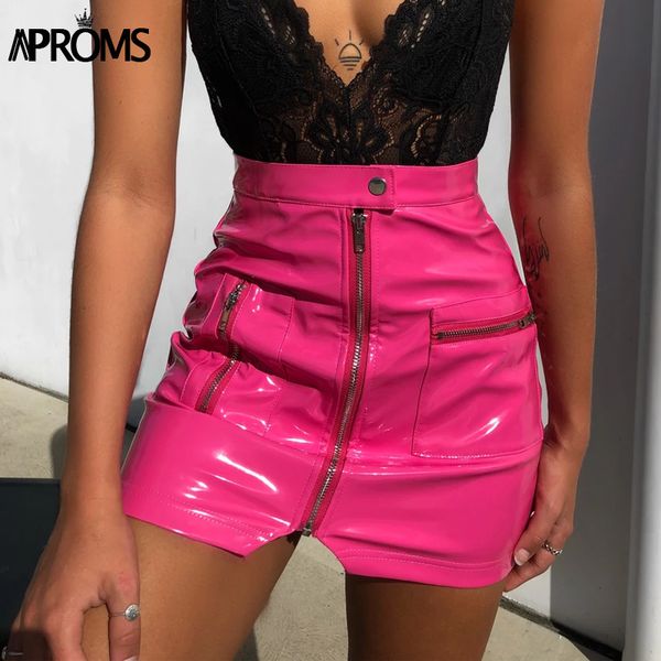 aproms black pu leather front zipper mini skirt women autumn winter short pencil skirts female 2021 streetwear pink bottoms cx200703
aproms black pu leather front zipper mini skirt women autumn winter short pencil skirts female 2021 streetwear pink bottoms cx200703