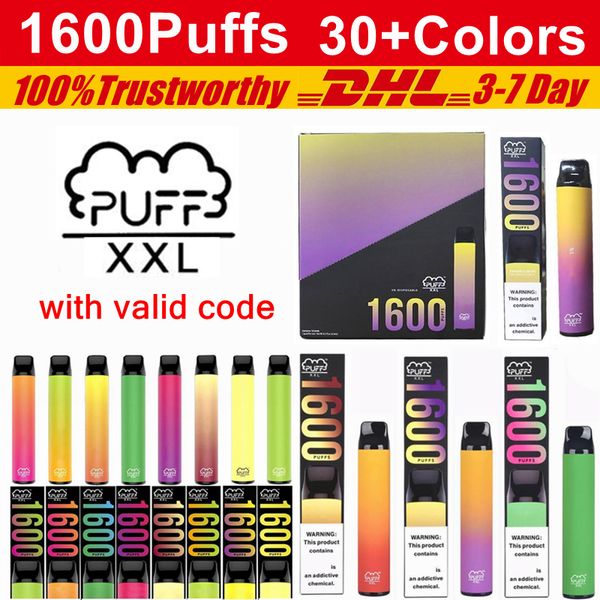 Puff XXL Disposable Vape pens 1600 Puffs 850mAh Battery Puff Bar Bars Posh Plus Bang XL XXL Pre-filled Device Kits Disposable e cigarettes
Puff XXL Disposable Vape pens 1600 Puffs 850mAh Battery Puff Bar Bars Posh Plus Bang XL XXL Pre-filled Device Kits Disposable e cigarettes