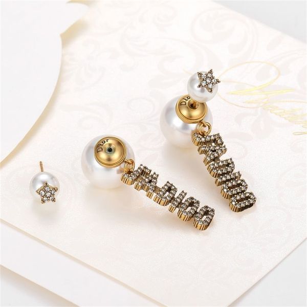 pearl earrings female long round face thin, Silver