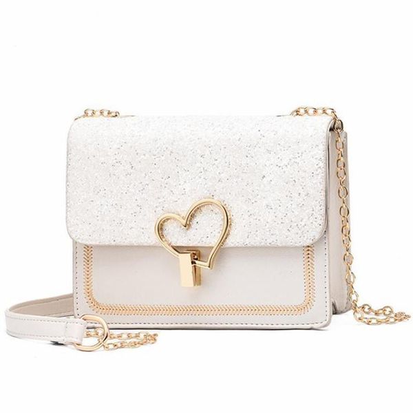 trendy sequin pu leather female bag with metal love shape lock girls chain messenger shoulder bag small flap purse new arrival
trendy sequin pu leather female bag with metal love shape lock girls chain messenger shoulder bag small flap purse new arrival