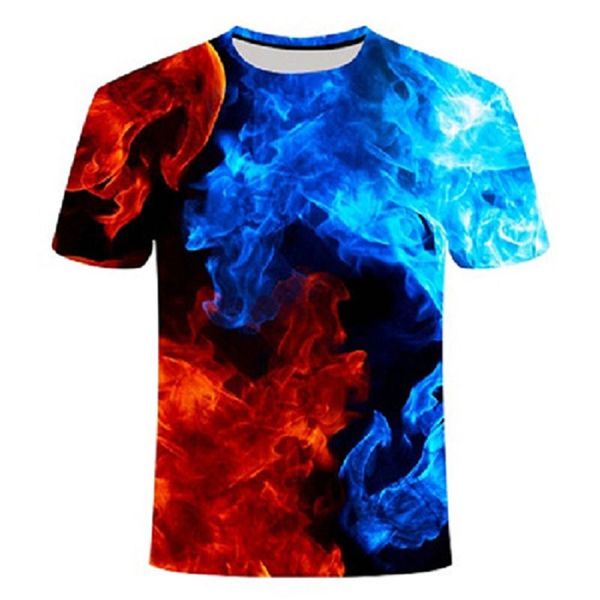 blue flame 3d 3d print shirts plus size anime aesthetic men clothing