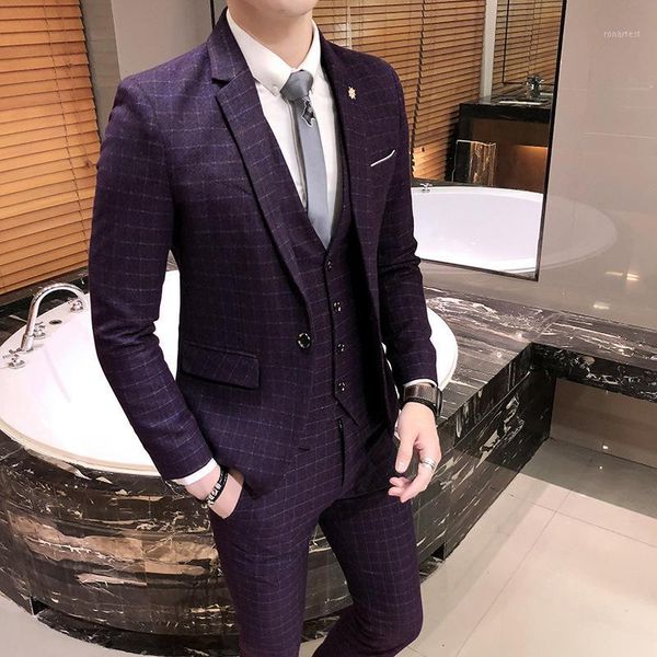 jacket + vest + pants ) 2020 new fashion boutique plaid groom wedding dress men's suit formal slim business blazers suits1, White;black
jacket + vest + pants ) 2020 new fashion boutique plaid groom wedding dress men's suit formal slim business blazers suits1, White;black